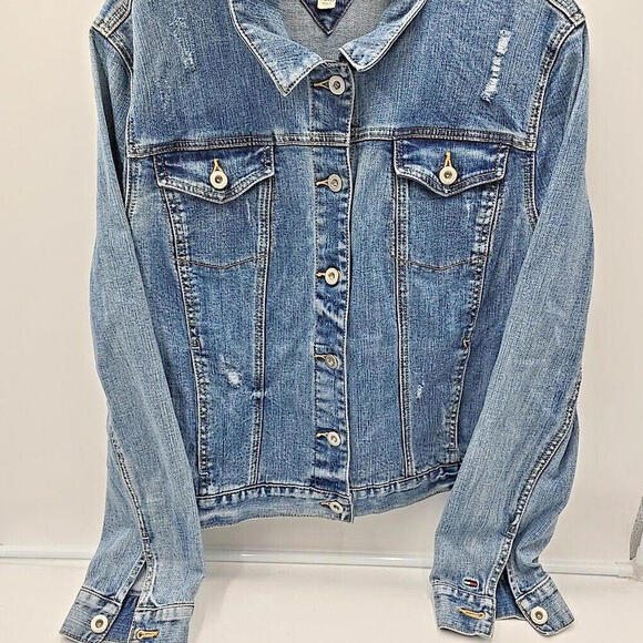 Tommy Hilfiger Classic VTG Trucker‎ Denim Jacket Y2K Blue XXL - Picture 2 of 14